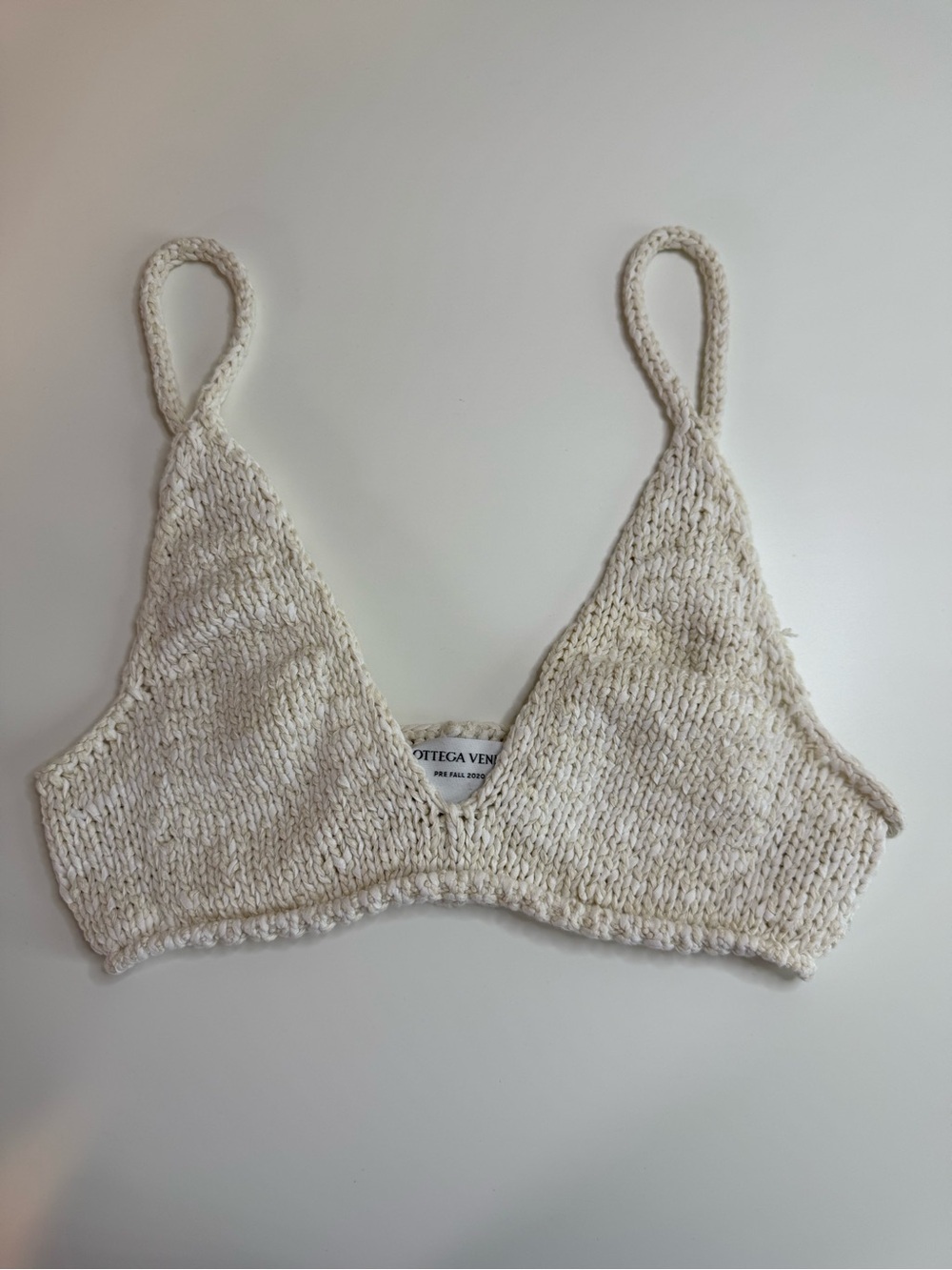Bottega Veneta | Prefall 2020 | Cream Knit Bralette Top | Size M